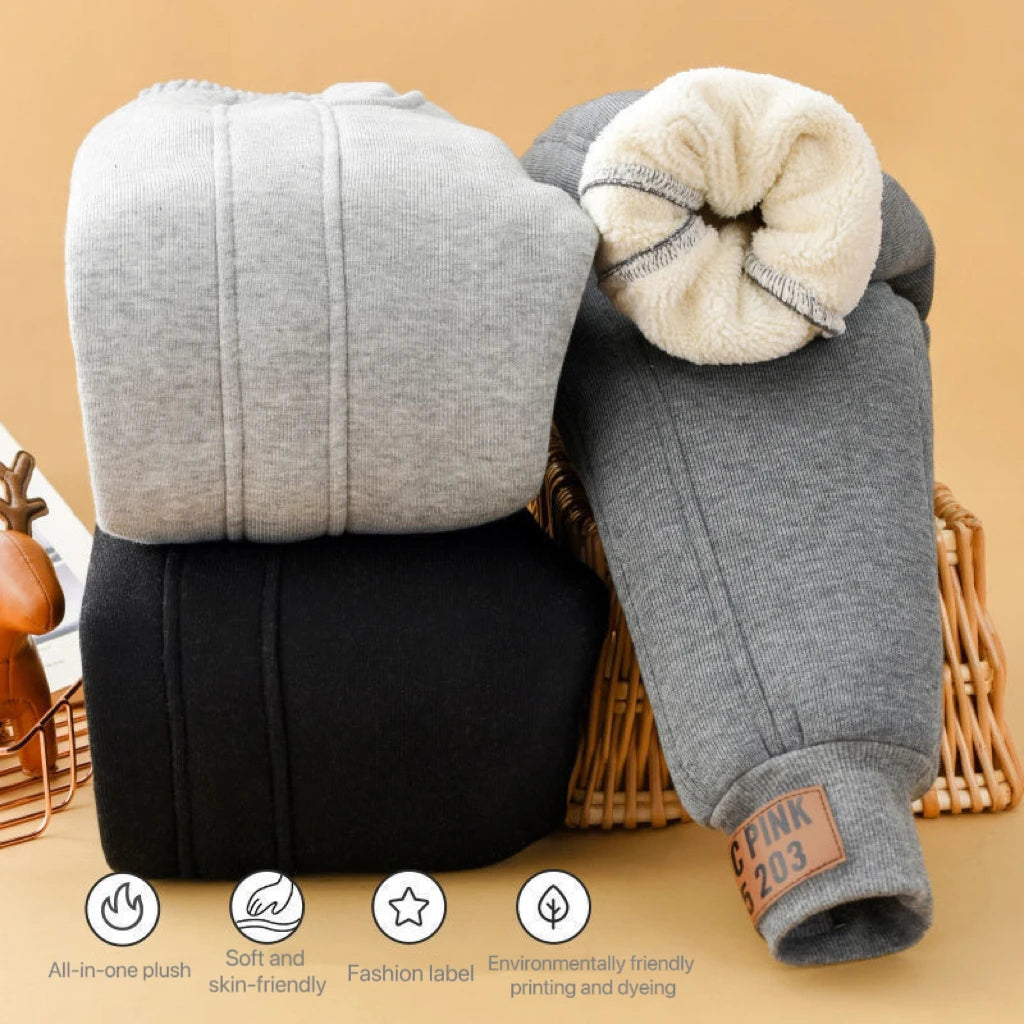 1pcs Boys Girls Thick Pants Winter Kids Padded Plush Velvet Trousers Teen Lamb Wool Warm Snow Pants Children Clothes Sweat Pants