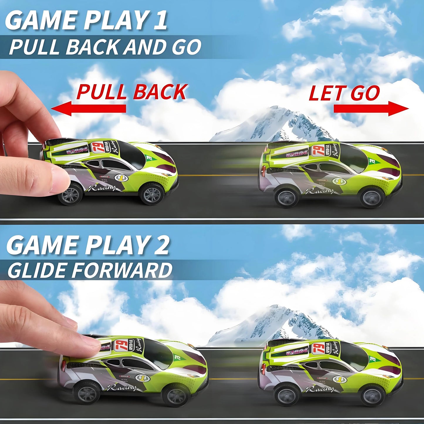 50-Pack Pull Back Cars for Kids, 1:64 Scale Mini Car Toys Bulk Metal Race Vehicles in Storage Bucket - Party Favors Goodie Bag