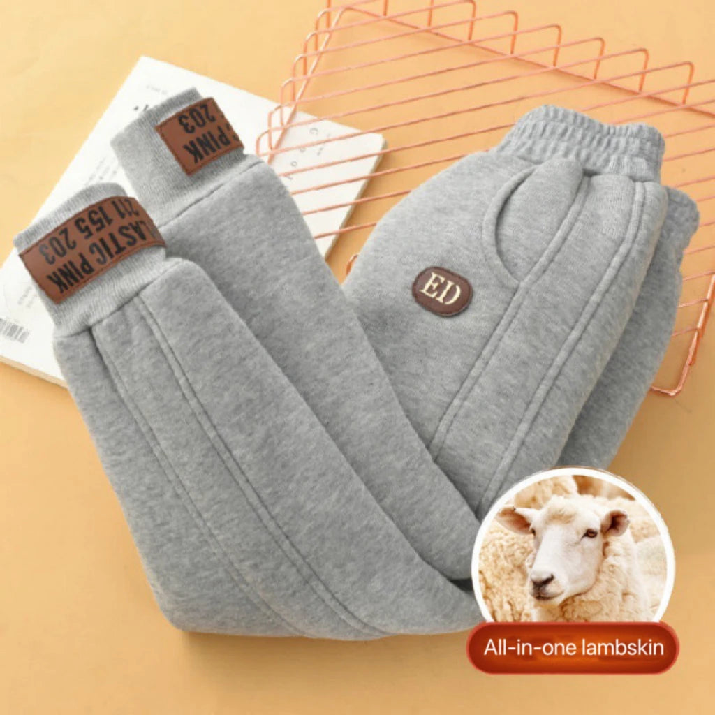 1pcs Boys Girls Thick Pants Winter Kids Padded Plush Velvet Trousers Teen Lamb Wool Warm Snow Pants Children Clothes Sweat Pants