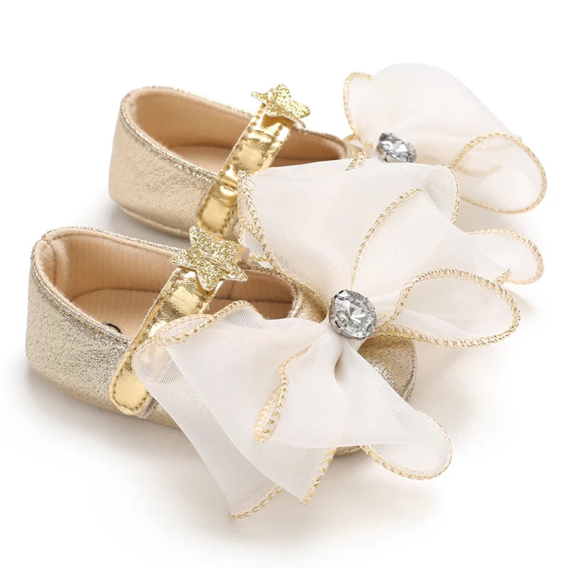 Fashionable Series Baby Shoes Girl Baby Cute Bow PU Princess Shoes Soft Cloth Sole Comfortable Walking Shoes Spring and Autumn