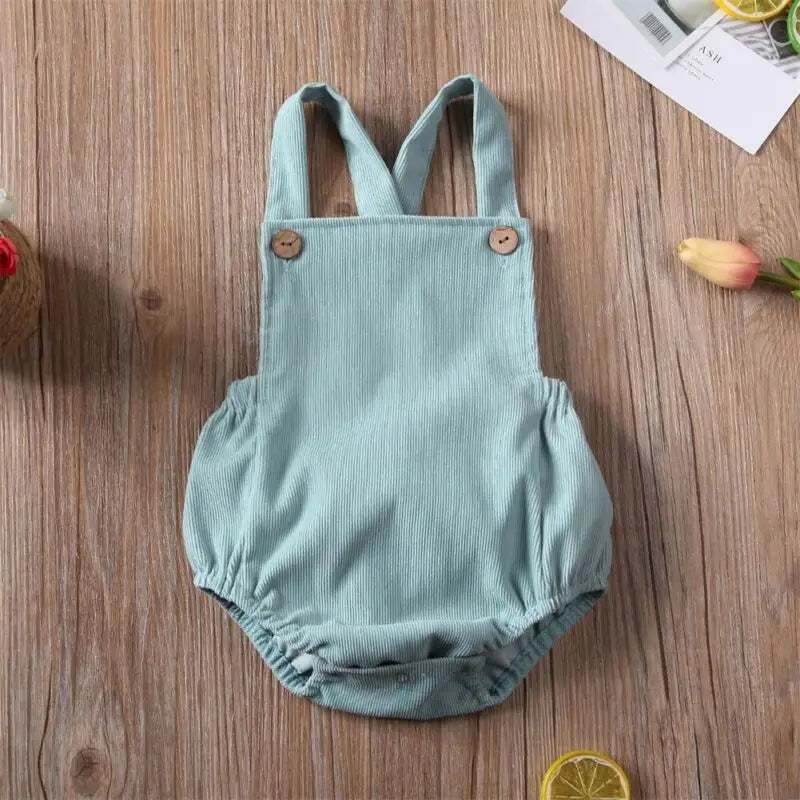 Boys Girls Solid Color Corduroy Sleeveless Jumpsuits