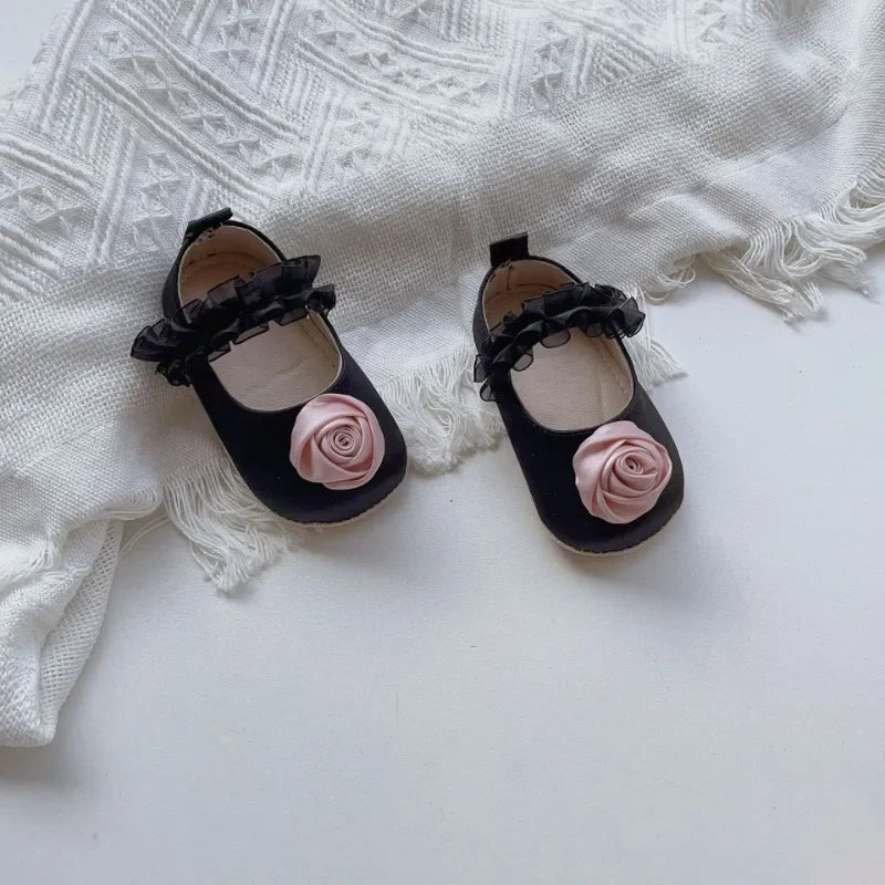 Baby Shoes Spring Autumn Girl's Bow Ballet Style Satin Soft Sole Shoe Baby Anti-slip and Anti Drop Heel Princess Toddler Shoes