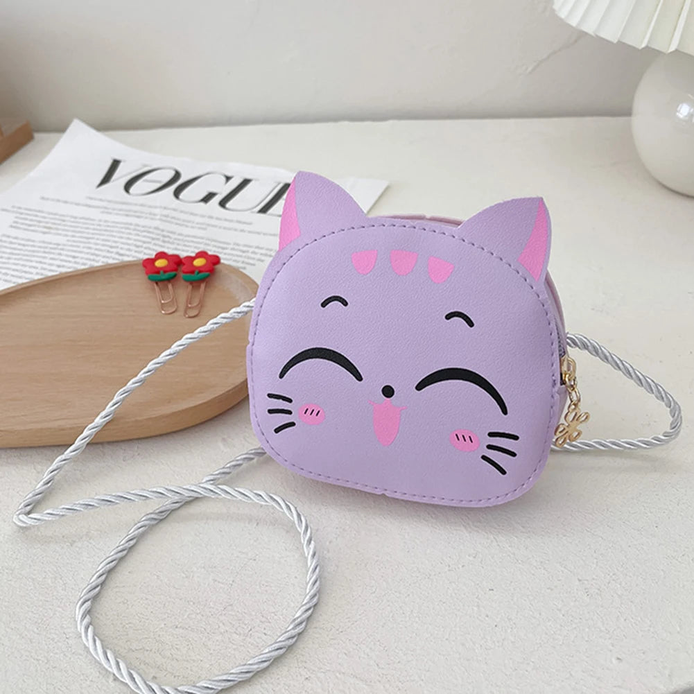 Girls Kawaii Satchel Bag Cartoon Cat Mini Shoulder Bag Compact Fashion Coin Purse Kids Daily Bags