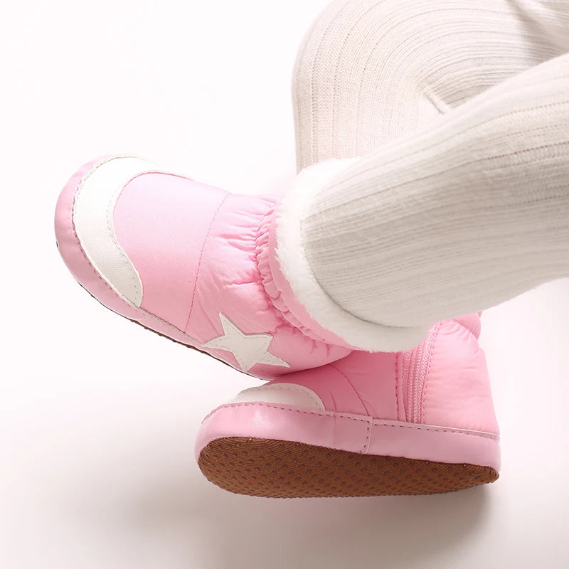 "Baby Winter Snow Boots 0-18M - Plush Ankle Protection | Soft Sole Warm Booties | First Walking Shoes"