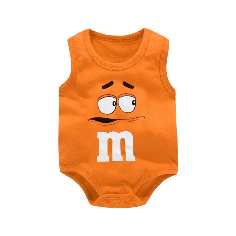 0-24M Newborn Baby Cotton Bodysuit for Boys and Girls Letter Print Funny M Sleeveless Baby Romper Summer  Soft Toddler Onesie