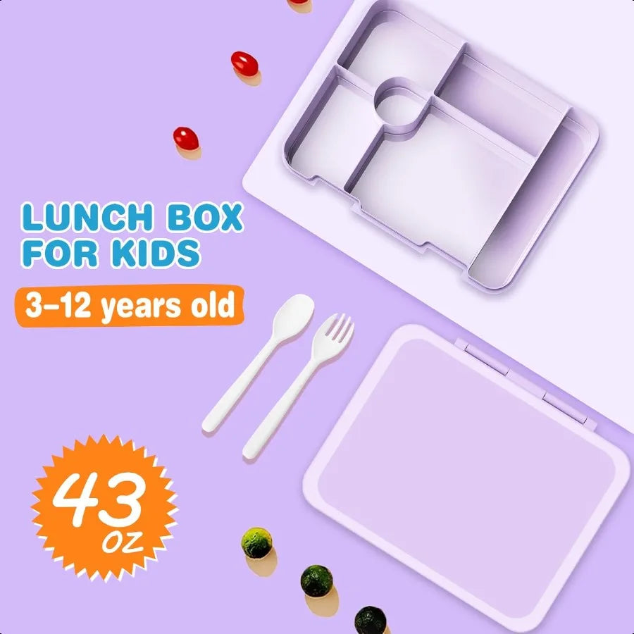 Girls Backpack Bento Box with Insulated Lunch Bag Pencil Case Utensils Set for 6 Leakproof Compartments Removable Tray Lunches