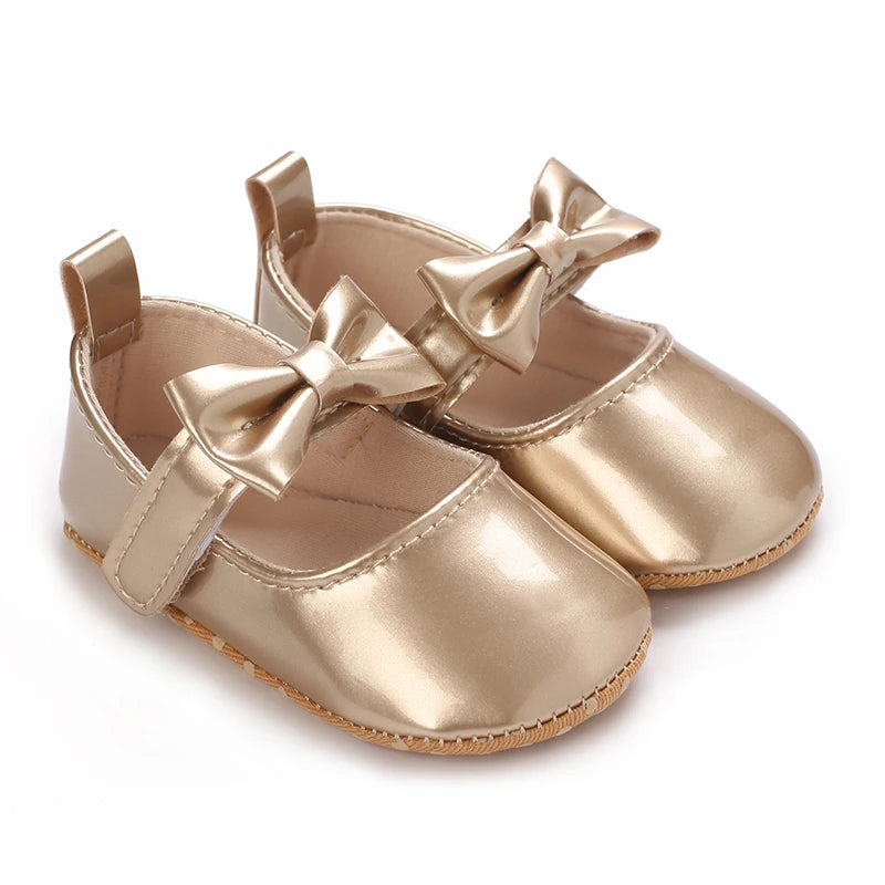 Fashionable Series Baby Shoes Girl Baby Cute Bow PU Princess Shoes Soft Cloth Sole Comfortable Walking Shoes Spring and Autumn