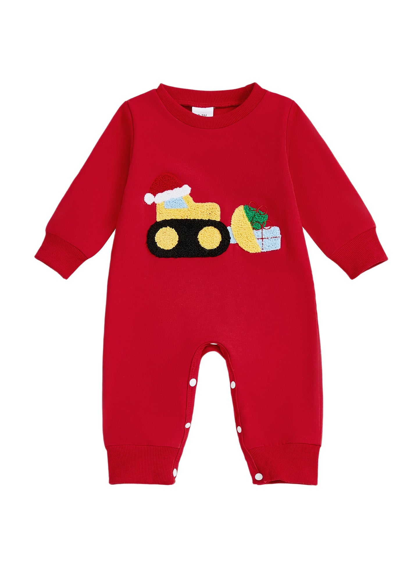 Infant Romper Cute Long Sleeve Crew Neck Embroidery Dinosaur Print Jumpsuit for Baby Boys Girls Christmas Outfit