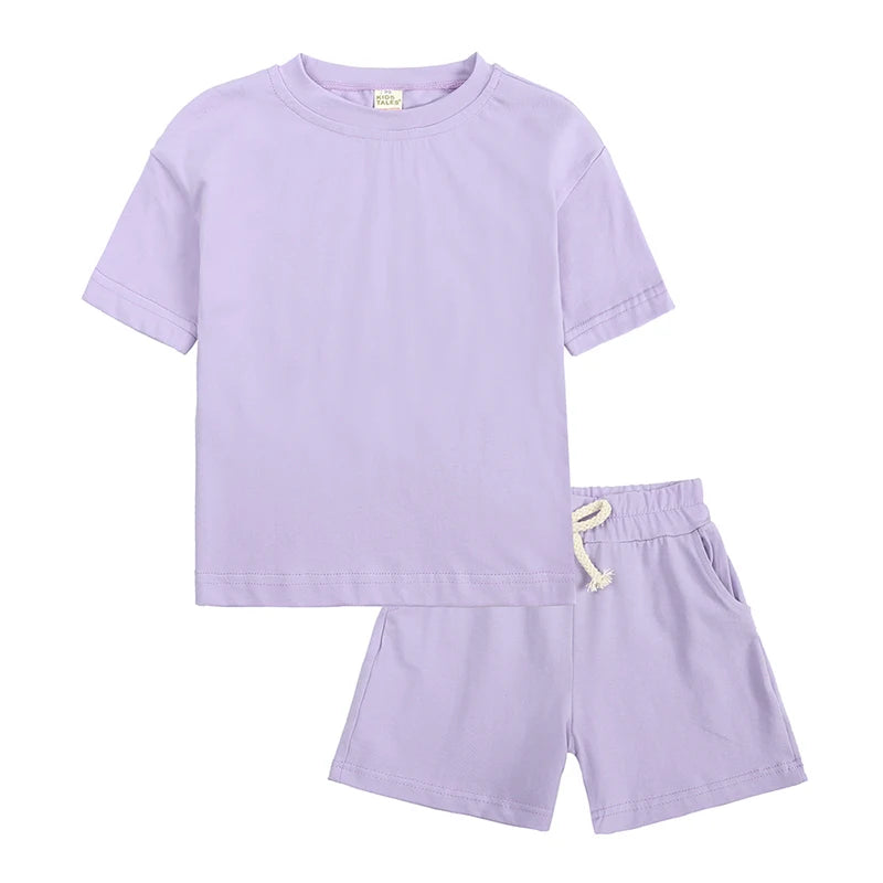 Infant Boys Girls Cotton Casual O-neck Short Sleeve T-Shirt + Shorts Children Outfits