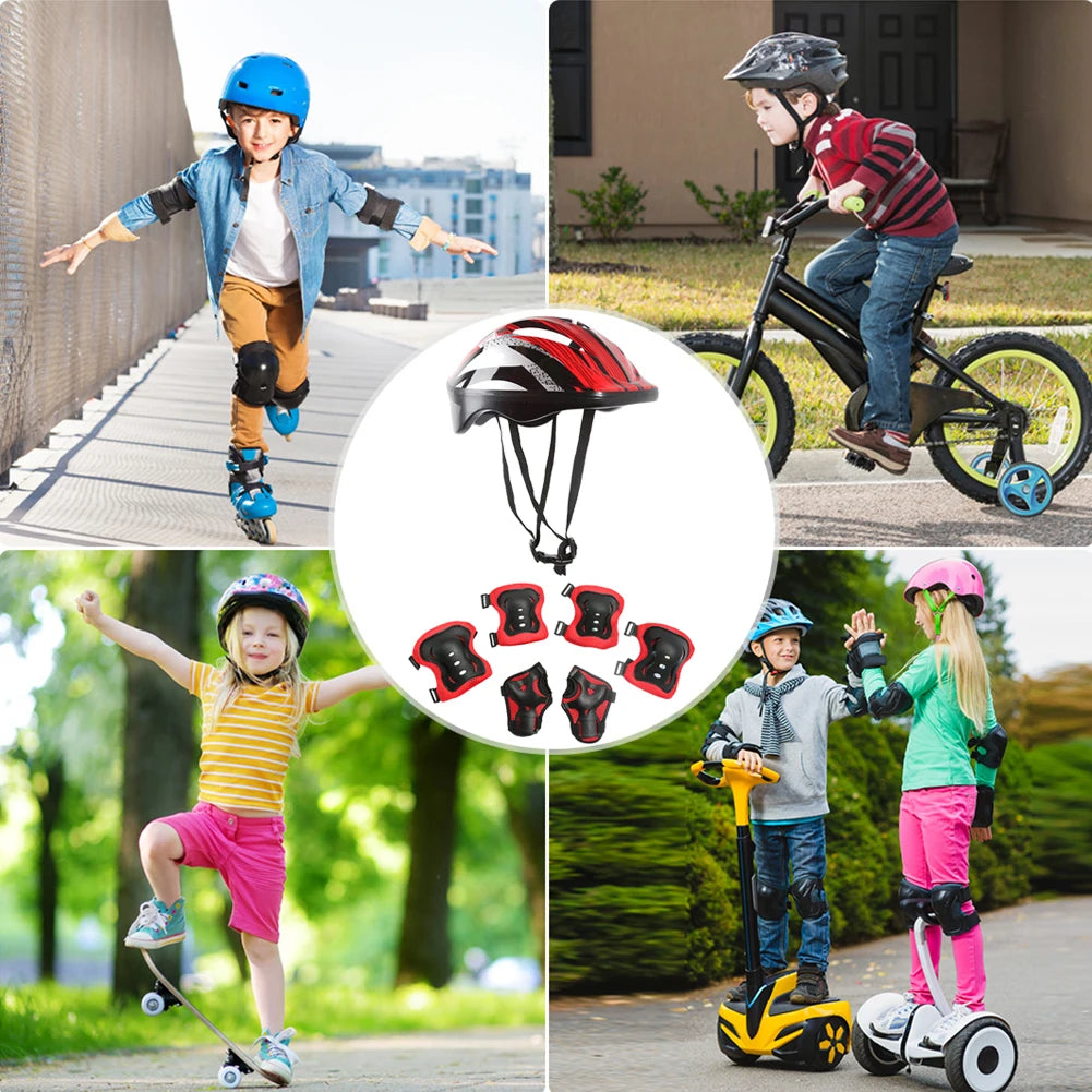 Kids Bike Helmet Knee Elbow Wrist Pads Helmet with Protective Gear Set for Bicycle Cycling Skateboard Scooter Skating Sports