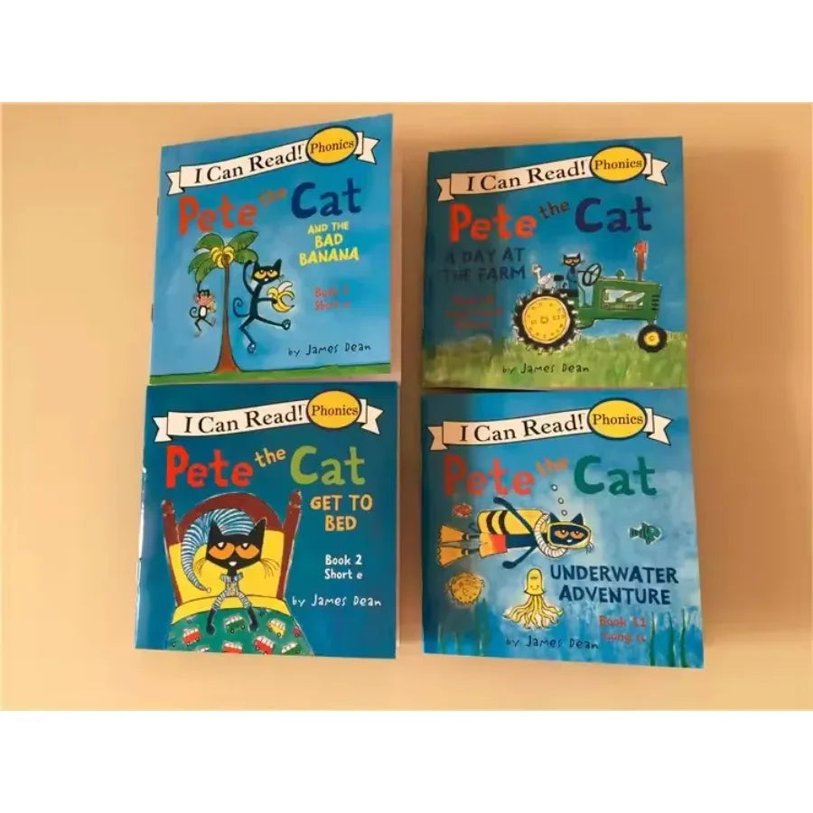 12 Books/Set I Can Read Pete The Cat English Picture Books Children Story Book Early Educaction Pocket Reading Book
