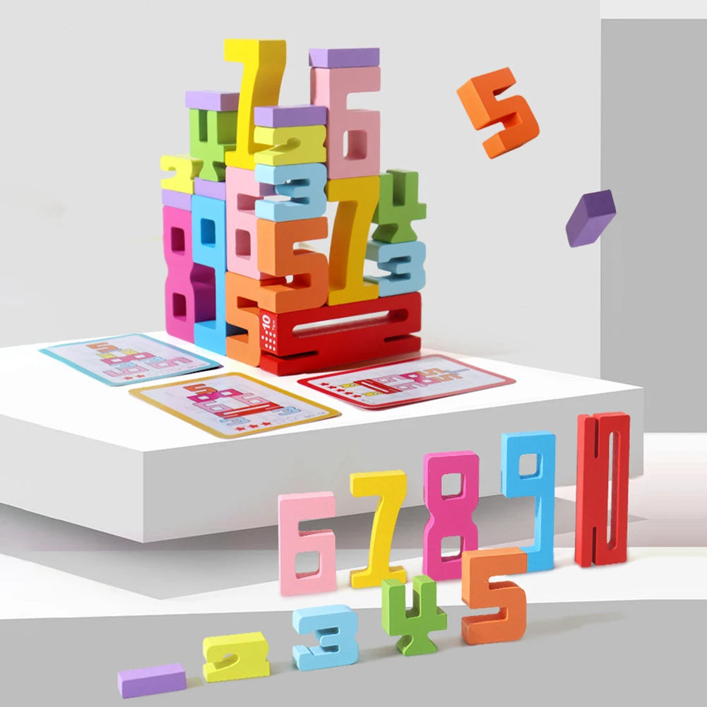 Number Stacking Blocks Preschool Learning Activities Montessori Toys Balance Competition Toy for 3+ Years Old Kids