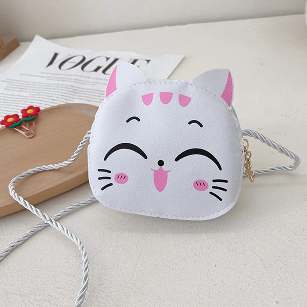 Girls Kawaii Satchel Bag Cartoon Cat Mini Shoulder Bag Compact Fashion Coin Purse Kids Daily Bags