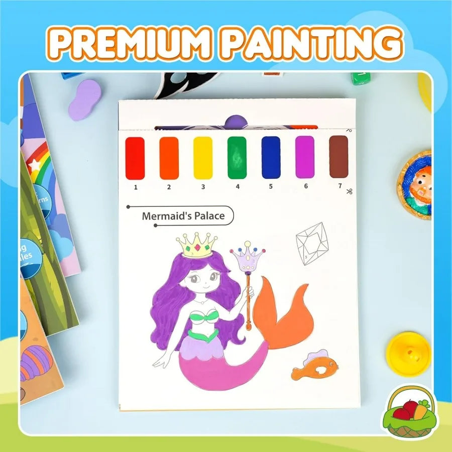 Interactive Watercolor Painting Books for Toddlers and Educational Art Craft Toys with 5 Engaging Themes Waterproof Paper Easyt
