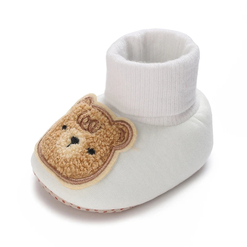 Baby Slippers Soft Anti-Slip Booties Winter Warm Bear Embroidery Infant Sock Shoes
