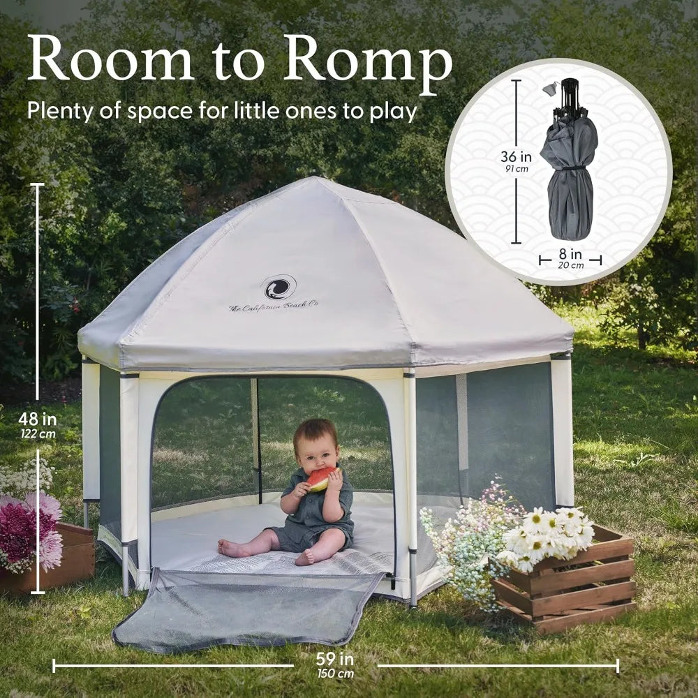 Indoor & Outdoor Baby Playpen for Babies and Toddlers - Baby Beach Tent, Foldable, Portable W/Canopy, Travel Bag