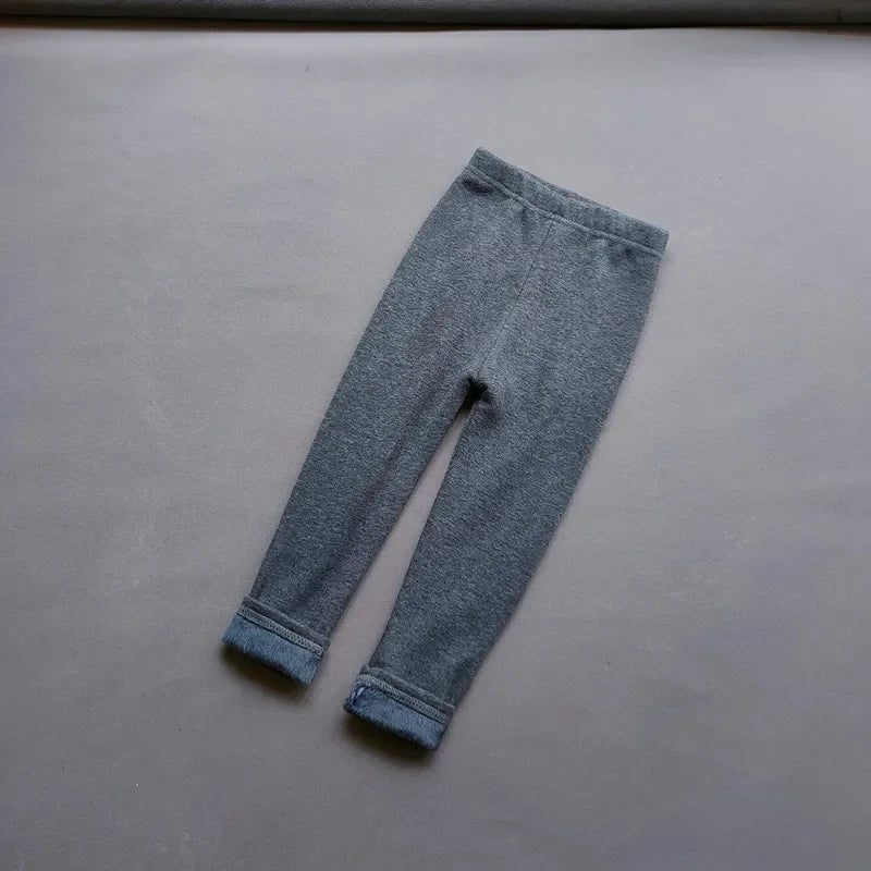 Hot Sweet Girls Pants Kids Boys Thick Warm Trousers Winter Children Casual Solid Color Soft Pants Baby Girls Leggings 2-11Years