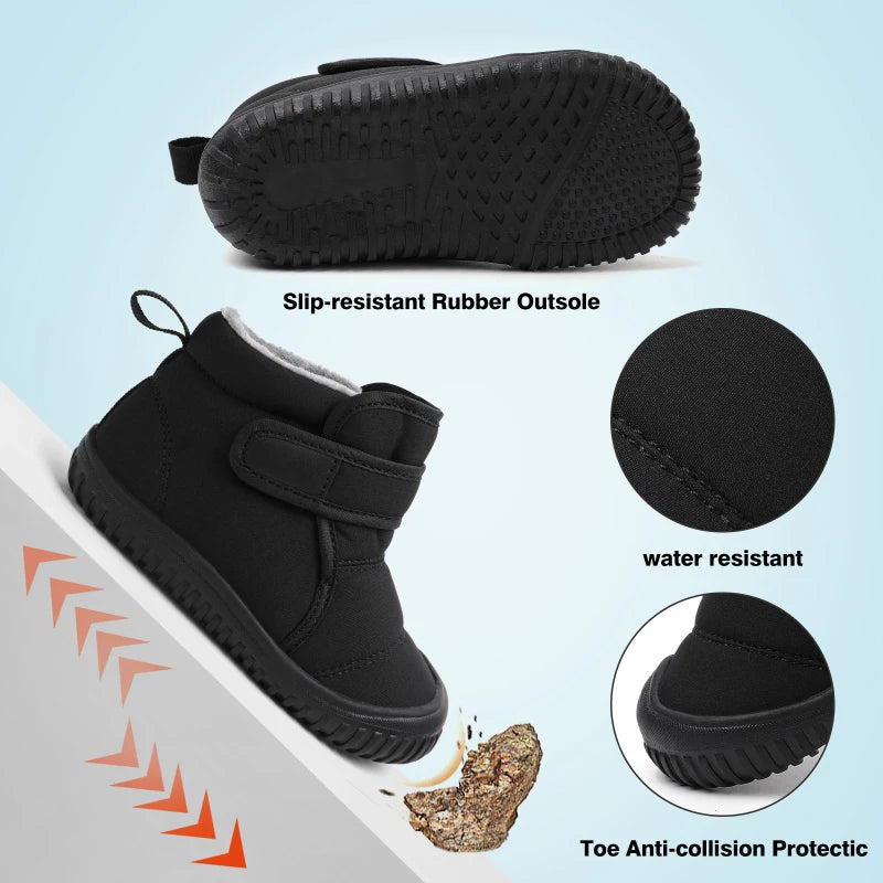 High Quality Kids Snow Boots Outdoor Anti-slip Waterproof Soft Plush Winter Short Boots Boys Warm Plush Boots