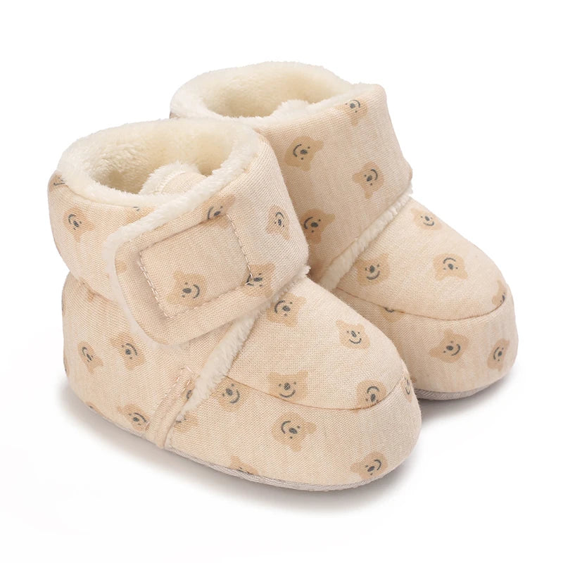 Winter Baby Boots Cartoon Soft Sole Anti-Slip Warm Toddler Shoes Boys Girls Cute Infant Walking Booties"