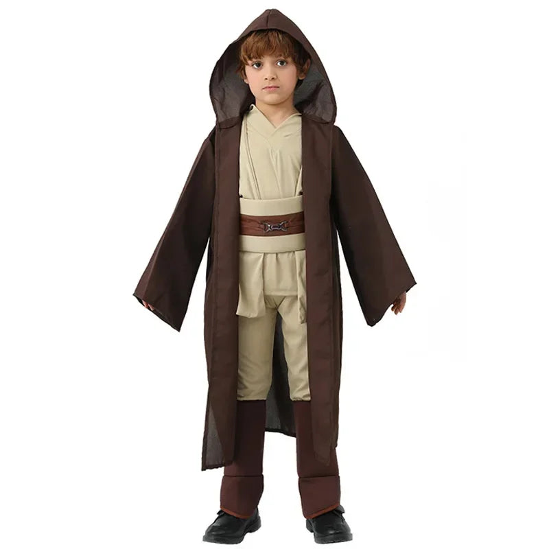 Fantasy Jedi Cosplay Kids Anakin Costume Obi Wan Kenobi Uniform Suit Anakin Skywalker  Robe Belt Halloween Carnival Party Suit