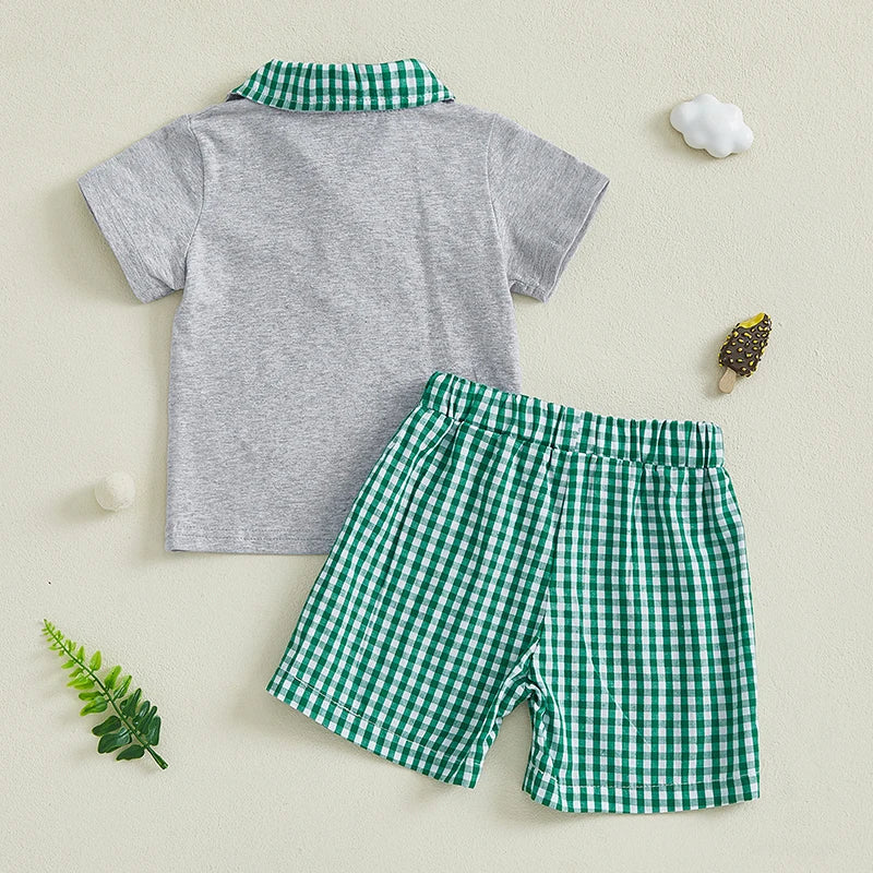 Toddler Boys Summer Outfits Golf Embroidery Short Sleeve T-Shirts Elastic Waist Shorts 2Pcs Clothes Set