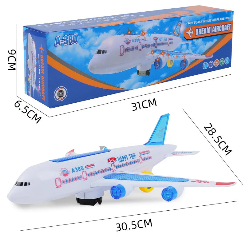 Electronic Aeroplane Toy with Music Autopilot Flash Sound Aircraft Automatic Rotation Plane Educational Toy Gift For Children
