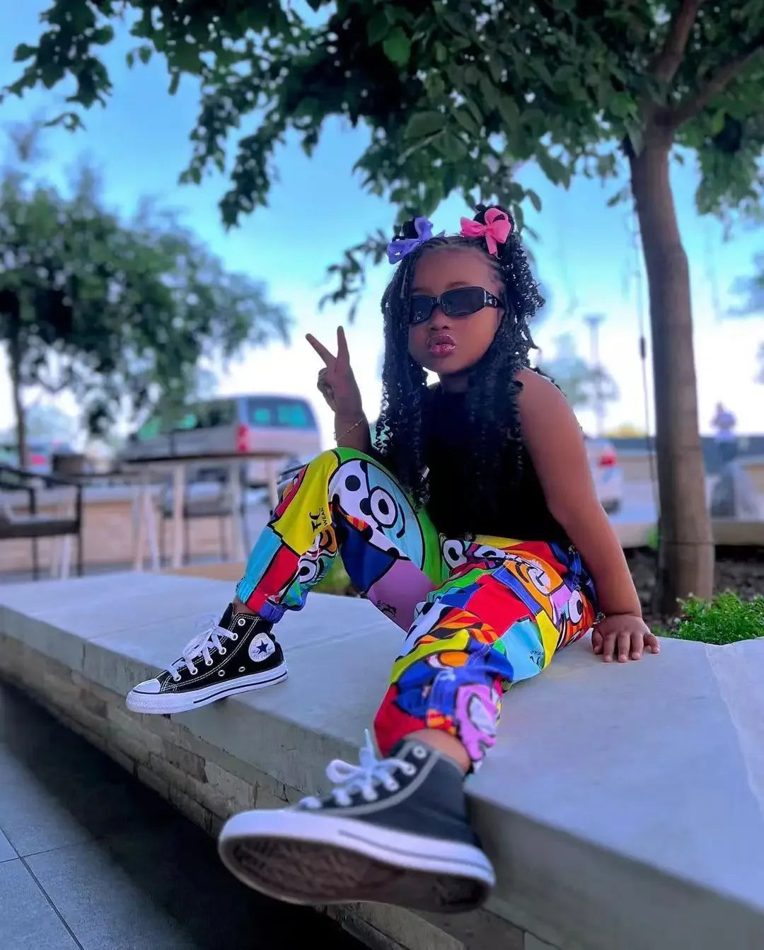Kids Girls Clothes Sets Summer Sleeveless Tank Tops+Graffiti Pants Toddler Girl Fashion Clothing Children's Clothes Girls Suits