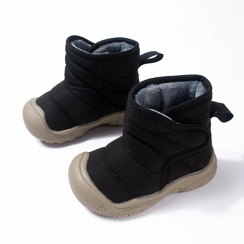New Arrival Toddlers Outdoor Anti-slip Winter Plush Warm Shoes Little Boys Brown Grey Black  Waterproof Short Boots