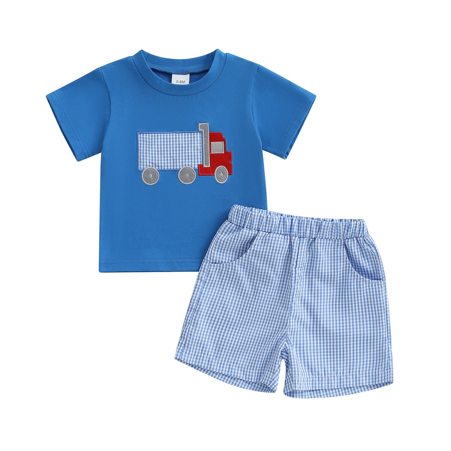 Cute Toddler Boy Outfits Dinosaur Print Short Sleeve Round Neck T-Shirts with Camouflage Elastic Waist Shorts 2 Pcs Set