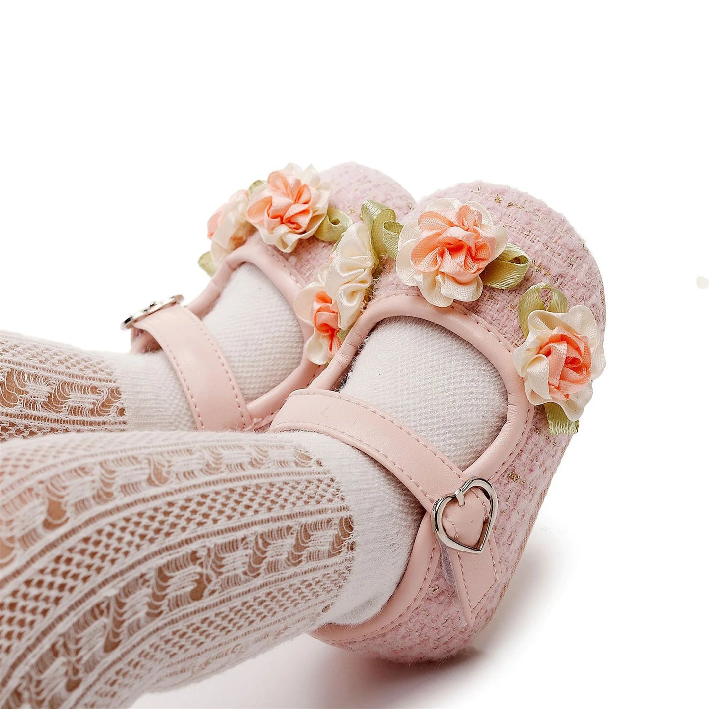 Cute Baby Girls Floral Princess Shoes with Non-Slip Sole Soft First Walker Shoes for Toddlers Adorable Toddler Shoes
