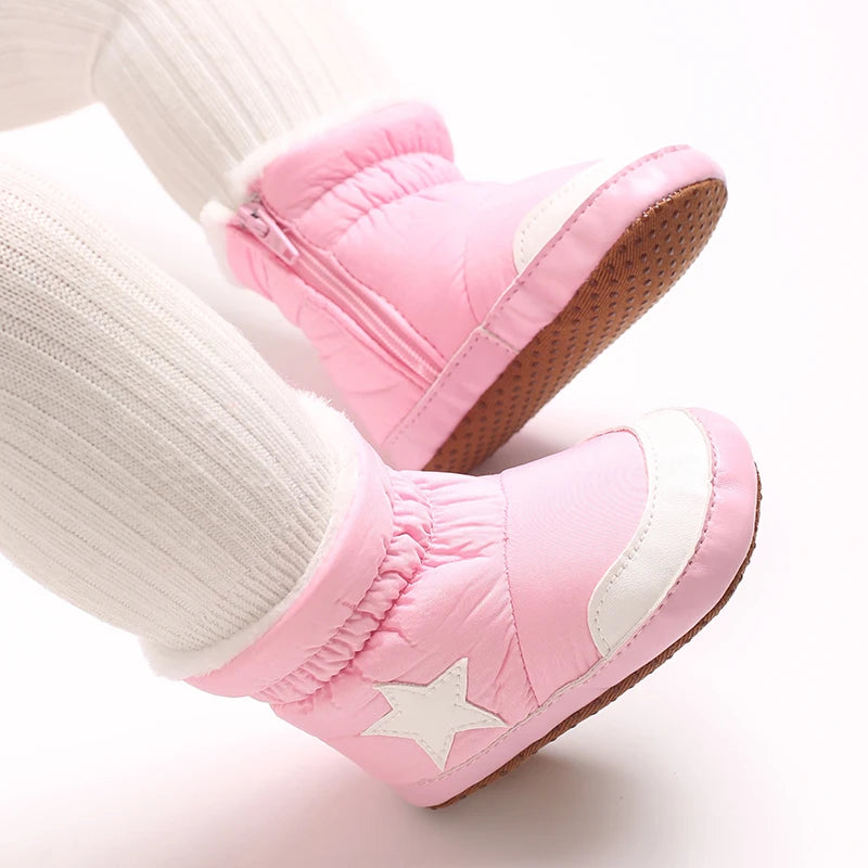 "Baby Winter Snow Boots 0-18M - Plush Ankle Protection | Soft Sole Warm Booties | First Walking Shoes"