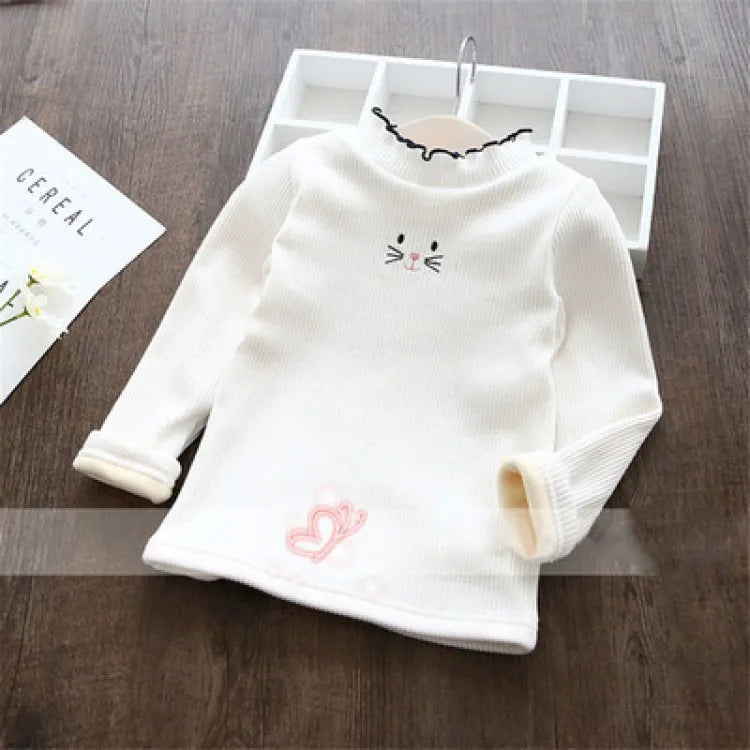 Fashion Girls Sweaters New Winter Children Clothes Cartoon Kids Tops Warm Velvet Thick Kids Sweater Girls Outwear Sweater