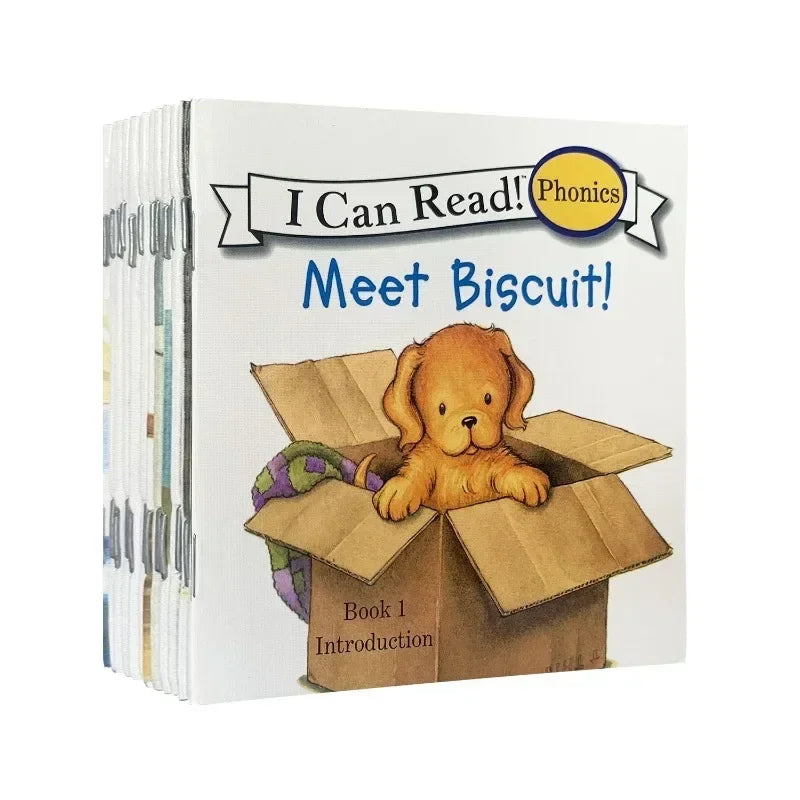 12 Books/set Biscuit Dog Series Picture Book Baby Kids English Cartoon Books Children Learn Words Educational Reading Book