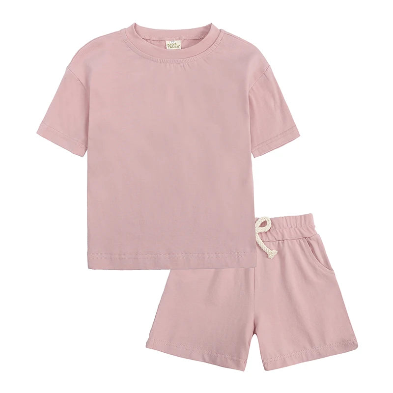 Infant Boys Girls Cotton Casual O-neck Short Sleeve T-Shirt + Shorts Children Outfits