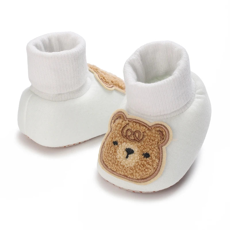 Baby Slippers Soft Anti-Slip Booties Winter Warm Bear Embroidery Infant Sock Shoes