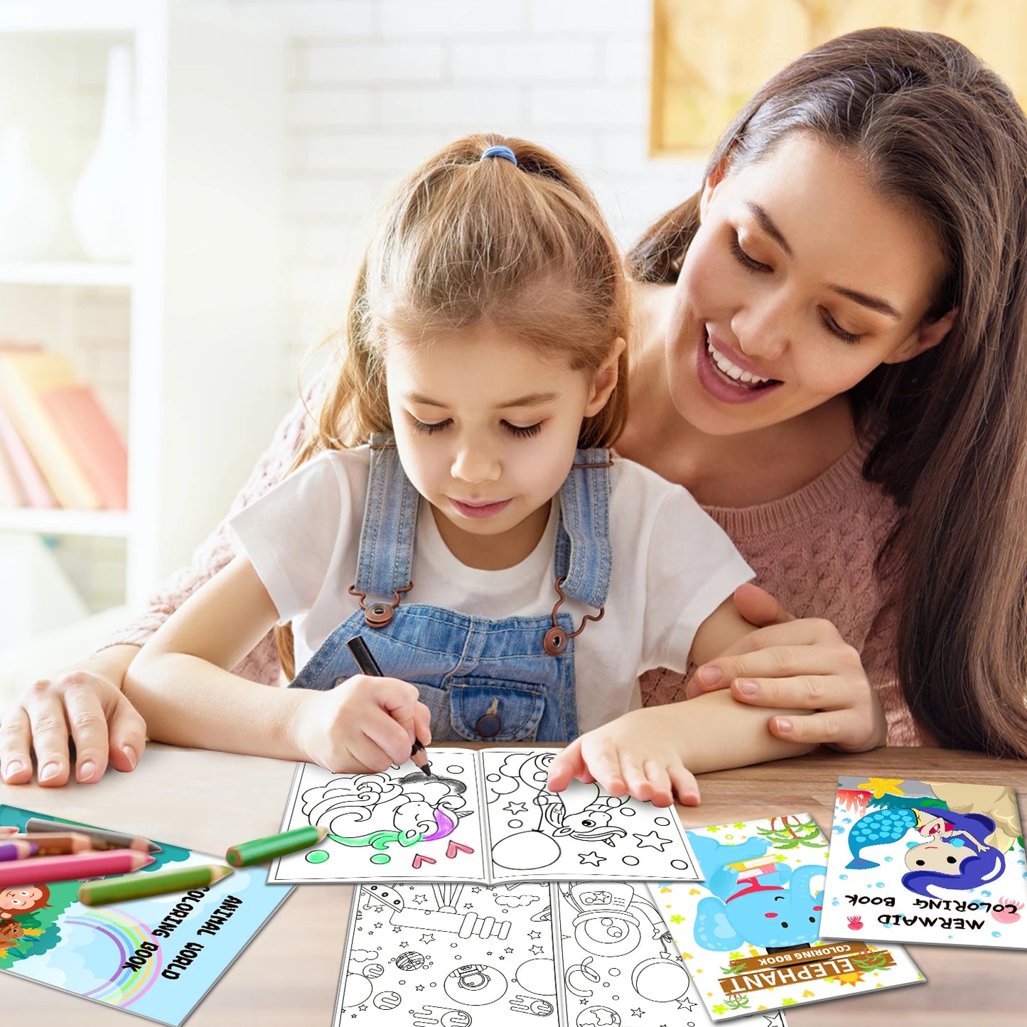 20 Pack Coloring Books for Kids with 20 Stacking Crayons Set Mini Coloring Books Bulk for Kids Ages 2-4-8-12 Small Activity Book