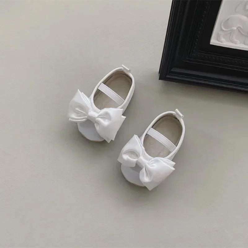 Baby Shoes Spring Autumn Girl's Bow Ballet Style Satin Soft Sole Shoe Baby Anti-slip and Anti Drop Heel Princess Toddler Shoes