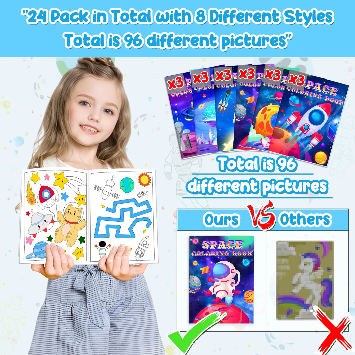24 Pack Outer Space Coloring Book for Kids Astronaut Alien Rocket Coloring Book Bulk Space Drawing Books Galaxy Activity Books f