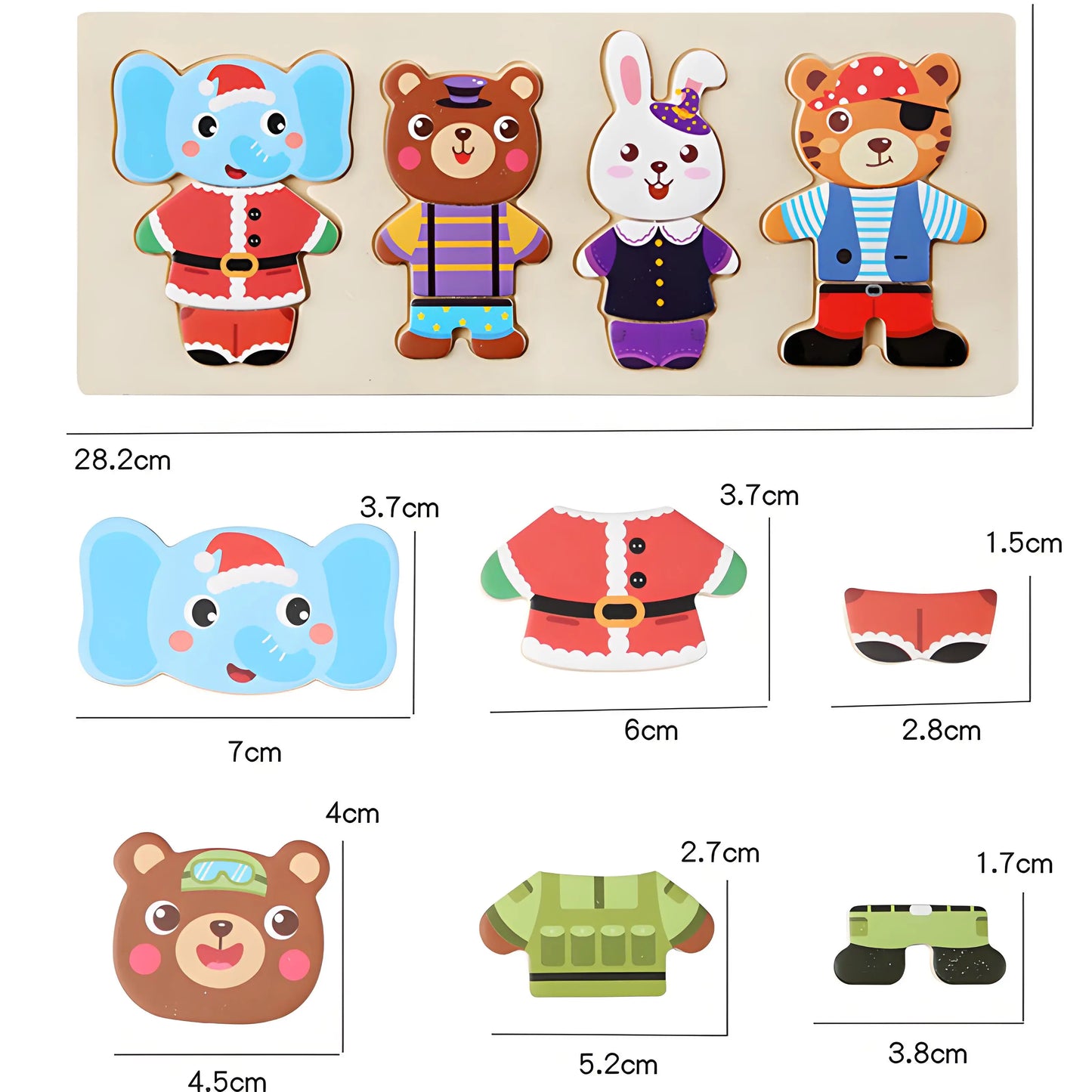 Elephant Bear Change Clothes Children's Early Education Wooden Jigsaw Puzzle Dressing Game Baby Puzzle Toys For Children Gift