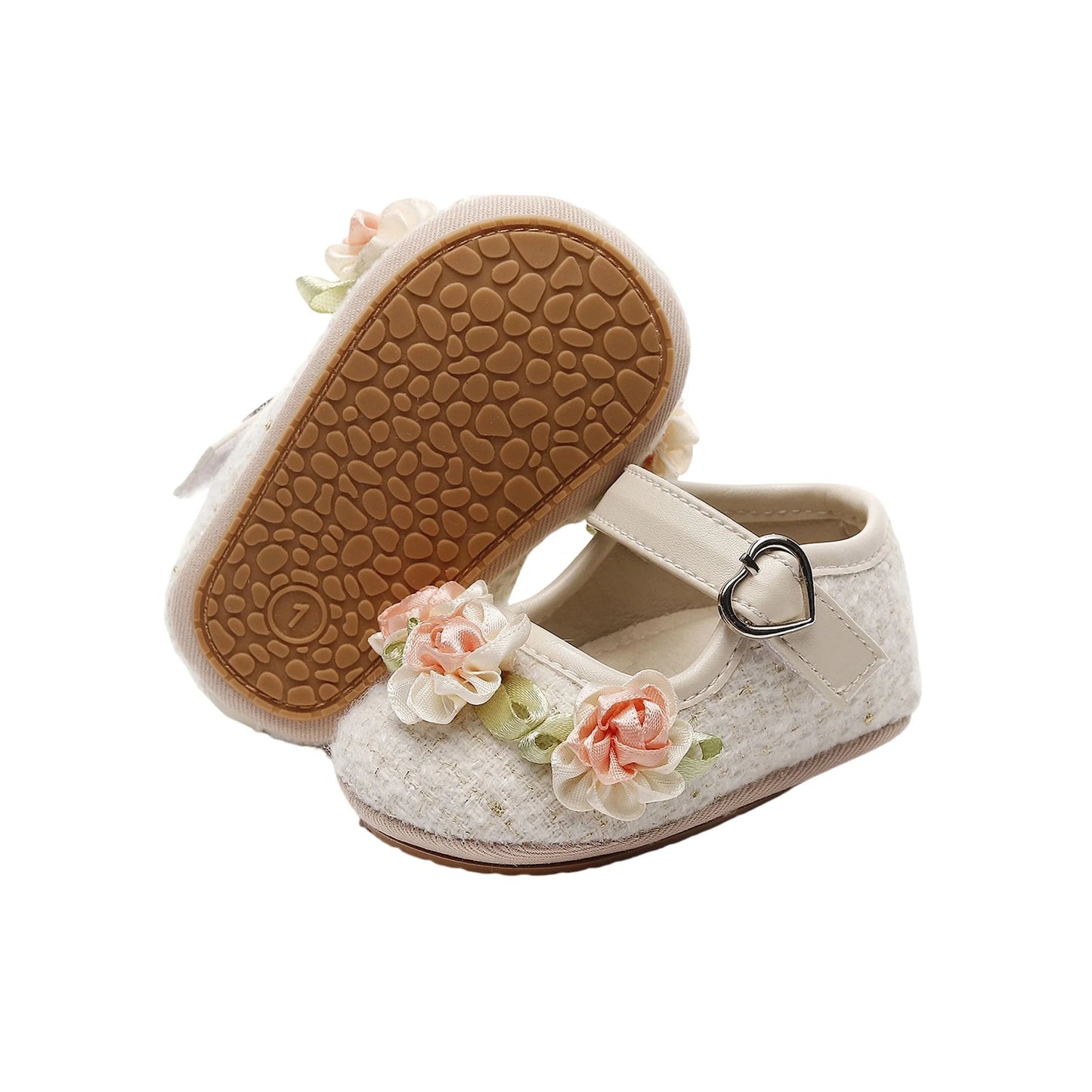 Cute Baby Girls Floral Princess Shoes with Non-Slip Sole Soft First Walker Shoes for Toddlers Adorable Toddler Shoes